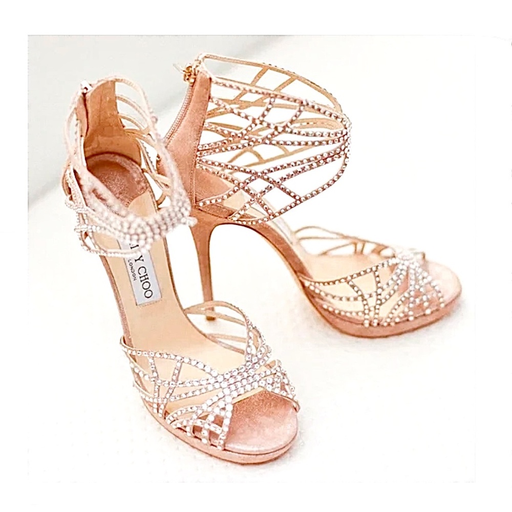 Jimmy Choo Diva Crystal Cutout Sandals Natural sz US8